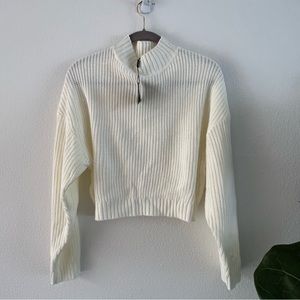ZAFUL Cropped Turtleneck Sweater Lantern Sleeve Ribbed Knit Pullover XL